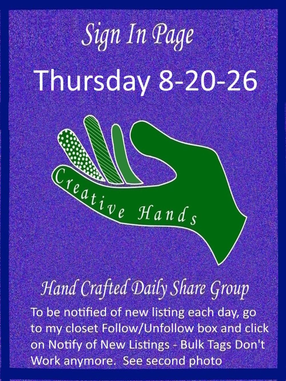 Thursday 8-20-2026 Hand Crafted Handmade Share Group Part One - Sign In